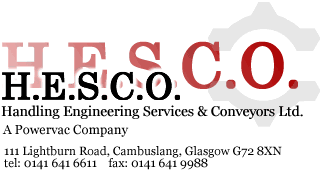 HESCO, handling engineering services and conveyors ltd edinburgh scotland, manufacturers and suppliers of all handling supplies, including conveyors, crane, pallet, stairclimber, and stacker equipment